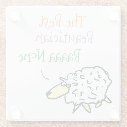 おもしろい美容師ギフトと羊のデザイン ガラスコースター (裏面)