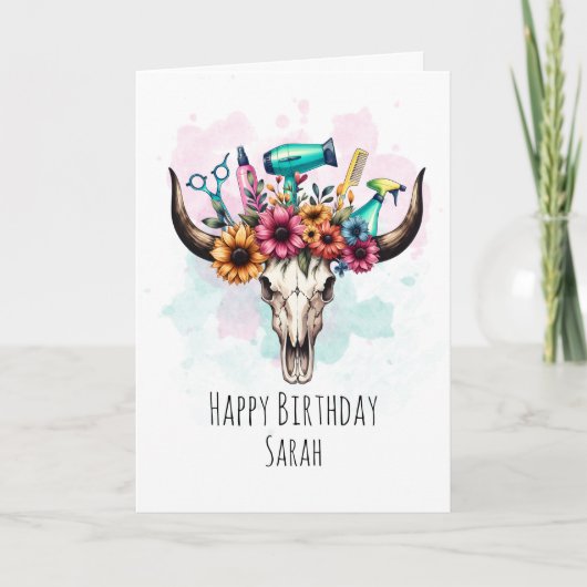 おもしろい美容師誕生日サロン用カード カード (正面)