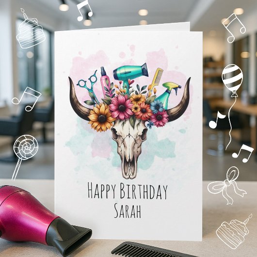おもしろい美容師誕生日サロン用カード カード