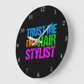 おもしろい美容師 ラージ壁時計 (傾斜)