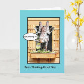 おもしろい考えの可愛いキリン カード (黄色い花)