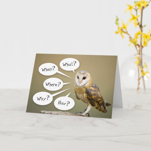 おもしろい考える・オウル・ユア・フクロウ カード (黄色い花)
