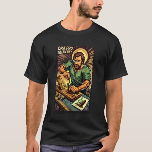 おもしろい聖ヨセフ カトリックの父と労働者 Tシャツ (正面)