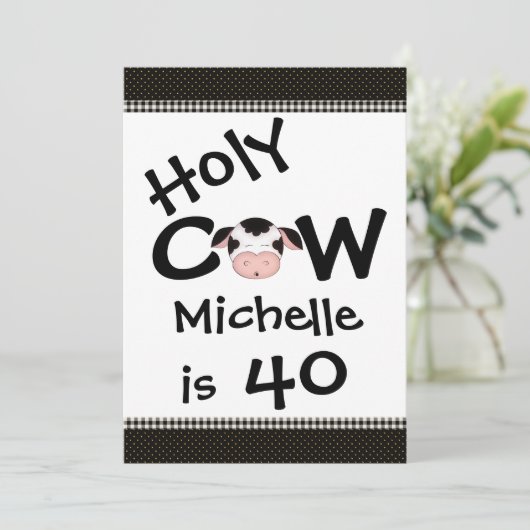 おもしろい聖牛40番ユーモアのある誕生日招待状 招待状 (スタンド正面)