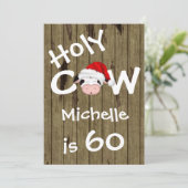 おもしろい聖牛60thクリスマスホリデー誕生日 招待状 (スタンド正面)