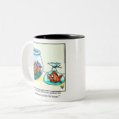 おもしろい聖降誕祭の訪問者の漫画 ツートーンマグカップ (正面左)