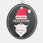 おもしろい聖降誕祭サンタお気に入りのの警察官 セラミックオーナメント (左)