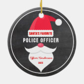 おもしろい聖降誕祭サンタお気に入りのの警察官 セラミックオーナメント (裏面)