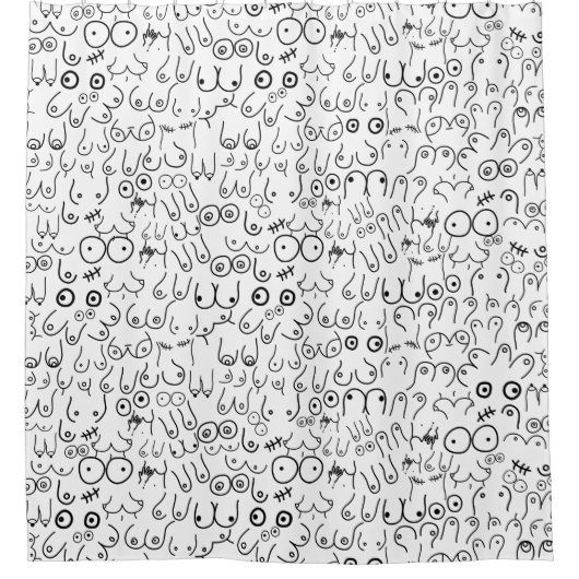 おもしろい胸像 シャワーカーテン (正面)