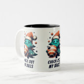 おもしろい自分のボールの木をチェック ツートーンマグカップ (正面左)