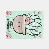 おもしろい自分の中の多肉質BeLeaf勇気付けられる フリースブランケット (正面(横))