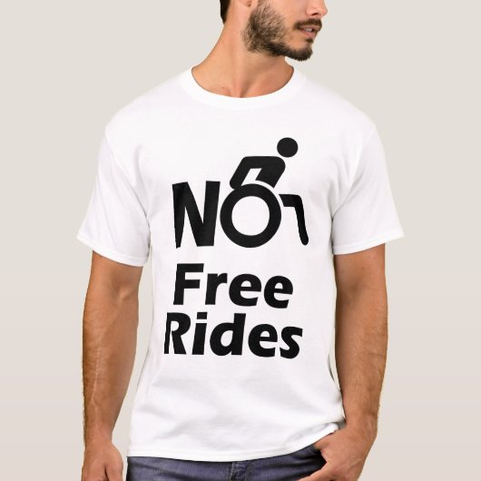 おもしろい自由な車椅子の乗車無し Tシャツ (正面)