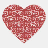おもしろい自転車ルート固定自転車サイクリストのパターン赤 ハートシール (正面)