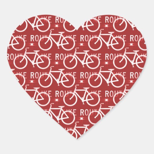 おもしろい自転車ルート固定自転車サイクリストのパターン赤 ハートシール (正面)