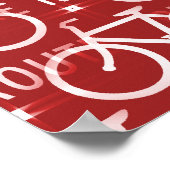 おもしろい自転車ルート固定自転車サイクリストのパターン赤 ポスター (角)