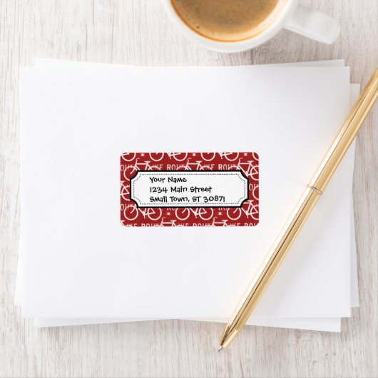 おもしろい自転車ルート固定自転車サイクリストのパターン赤 ラベル (インサイチュ)