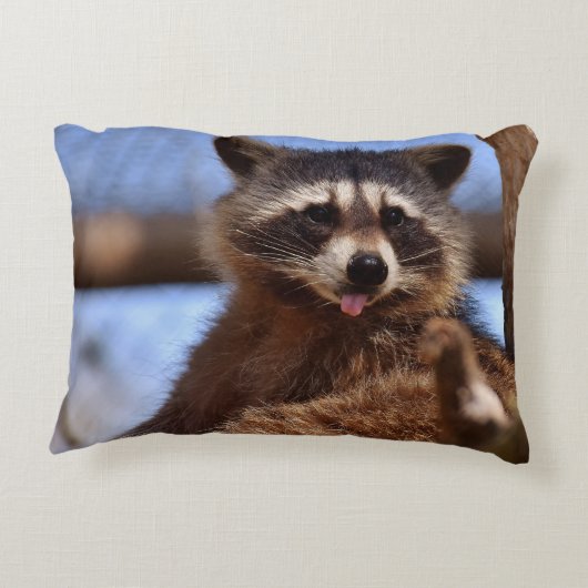 おもしろい舌を出してタヌキ アクセントクッション (裏面)