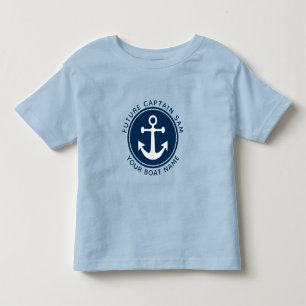おもしろい航海のいかりロープネイビーキャプテンボート名 トドラーTシャツ