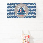 おもしろい航海のハッピーファースト誕生日セーリングボートパーティー 横断幕 (インサイチュ)