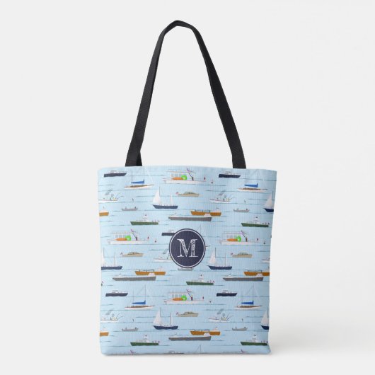 おもしろい航海のボート柄A日オンザリバー トートバッグ (裏面)