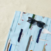 おもしろい航海のボート柄A日オンザリバー ビーチタオル (インサイチュ)