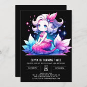 おもしろい航海のマーメイド誕生日 招待状 (正面/裏面)