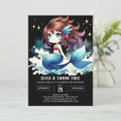 おもしろい航海のマーメイド誕生日 招待状 (スタンド正面)