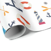 おもしろい航海の帆船ライトハウス海シーパターン ラッピングペーパー (ロールコーナー)