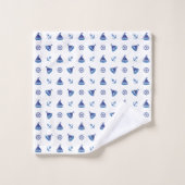 おもしろい航海の帆船模様 バスタオルセット (ウォッシュタオル)