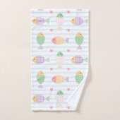 おもしろい航海の魚の柄 バスタオルセット (ハンドタオル)