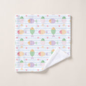 おもしろい航海の魚の柄 バスタオルセット (ウォッシュタオル)