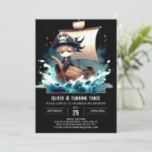 おもしろい船舶海賊誕生日 招待状 (スタンド正面)