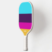 おもしろい色ブロックストライプのパーソナライズされた文字名 ピックルボールラケット (左)