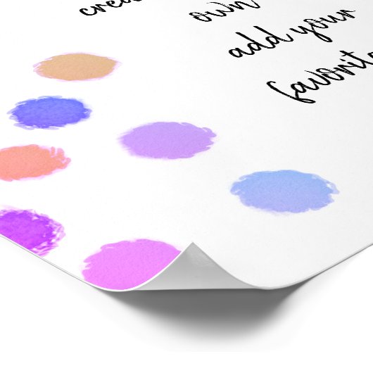 おもしろい色彩の鮮やかカラフルドット白に引用文を追加 ポスター (角)