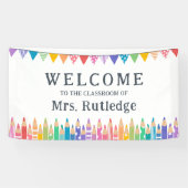 おもしろい色鉛筆ウェルカム先生教室 横断幕 (横)