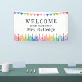 おもしろい色鉛筆ウェルカム先生教室 横断幕 (トレードショー)