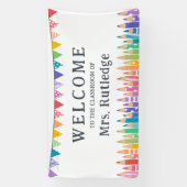 おもしろい色鉛筆ウェルカム先生教室 横断幕 (縦)