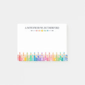 おもしろい色鉛筆ノート学校先生 ポストイット (正面)