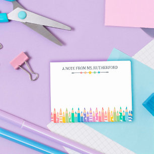 おもしろい色鉛筆ノート学校先生 ポストイット