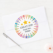 おもしろい色鉛筆素晴らし生！ ラウンドシール (封筒)