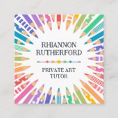 おもしろい色鉛筆&スターズアート先生家庭教師 スクエア名刺 (正面)