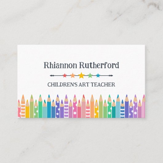 おもしろい色鉛筆&スターズアート先生家庭教師 名刺 (正面)