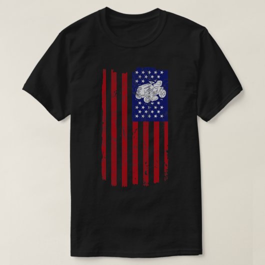 おもしろい芝刈り機の草刈りアメリカ国旗のヤード作業ラ Tシャツ (デザイン正面)