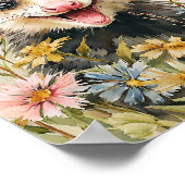 おもしろい花の花 – 水彩スタイル ポスター (角)