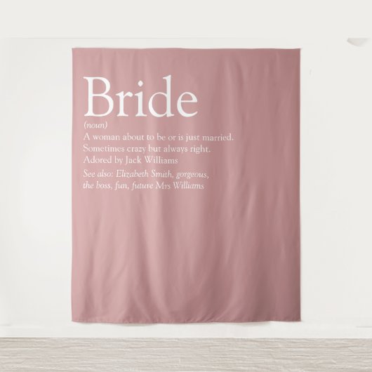 おもしろい花嫁の定義ブライダルシャワー写真 タペストリー (正面)