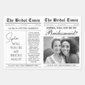 おもしろい花嫁プロポーザル新聞フラワーブーケ ラッピングペーパーシート (正面)