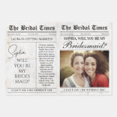 おもしろい花嫁プロポーザル新聞フラワーブーケ ラッピングペーパーシート (正面)