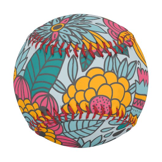 おもしろい花模様野球 野球ボール (正面)