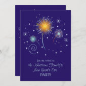おもしろい花火の大晦日パーティの招待状 招待状 (正面/裏面)