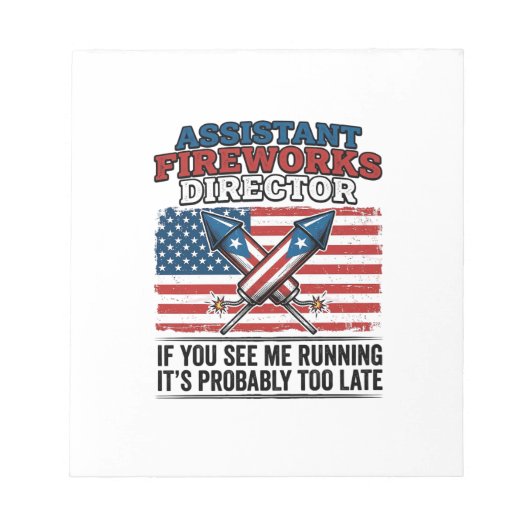 おもしろい花火副監督者愛国Tシャツ ノートパッド (正面)